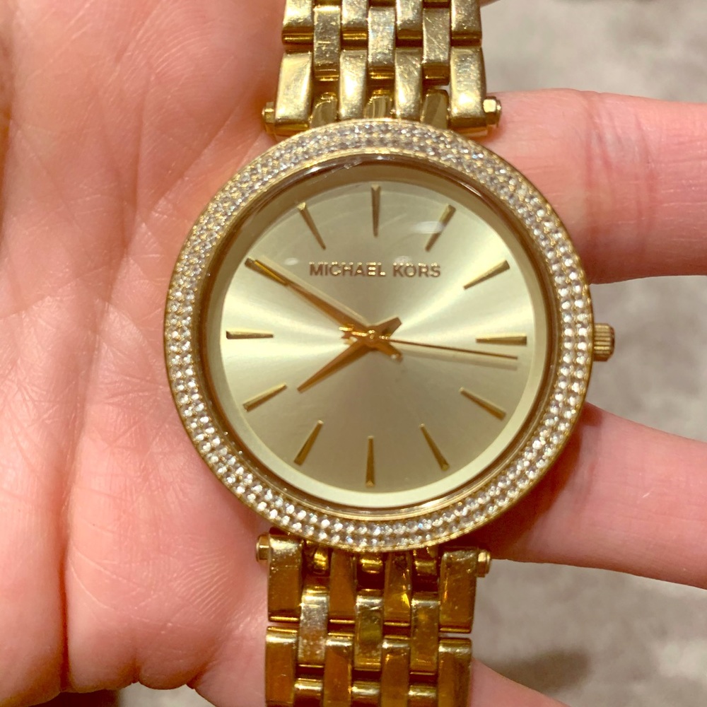 Gold steel Michael Kors watch with crystals